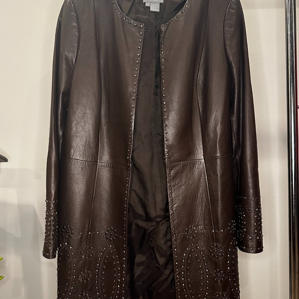 Eccoci Size 12 Brown Studded Duster Coat Jacket